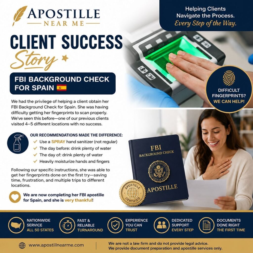 Client Success StoryFBI Background Check Apostille for Spain